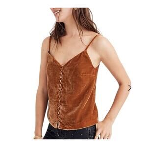 Madewell Brown Plush Velvet Button Down Cami, size 0 NWOT